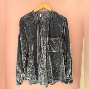 Pilcro Gray Velvet Button Down Shirt
